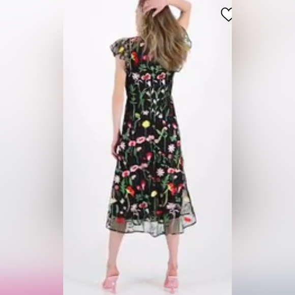 Sam Edelman Women's Fresh Cut Embroidery Cold Shoulder Midi Dress NWT size 10 - Picture 3 of 14